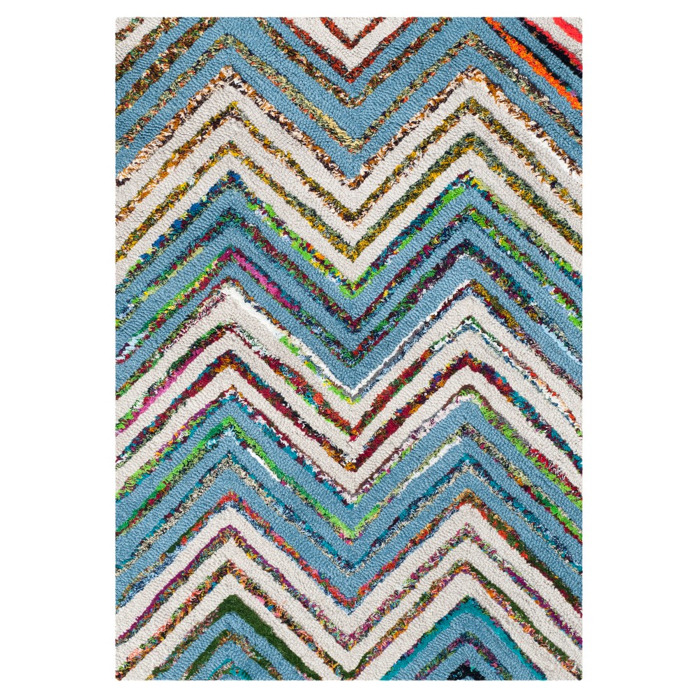 Beige/Blue Chevron Tufted Accent Rug 2'x3' - Safavieh