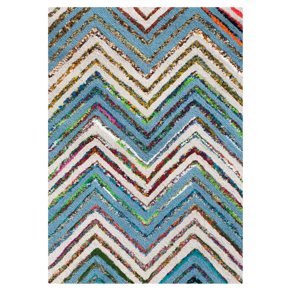 Beige/Blue Chevron Tufted Accent Rug 2'x3' - Safavieh