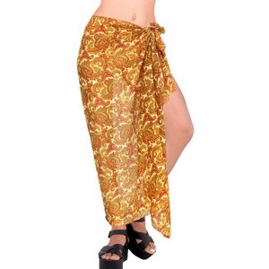 LA LEELA Women's Summer Bikini Wraps Beach Wrap Cover up Sarong Skirt Bathing suit Swimsuit Cover Ups for Swimwear Women One Size Red, Floral - 1 of 4