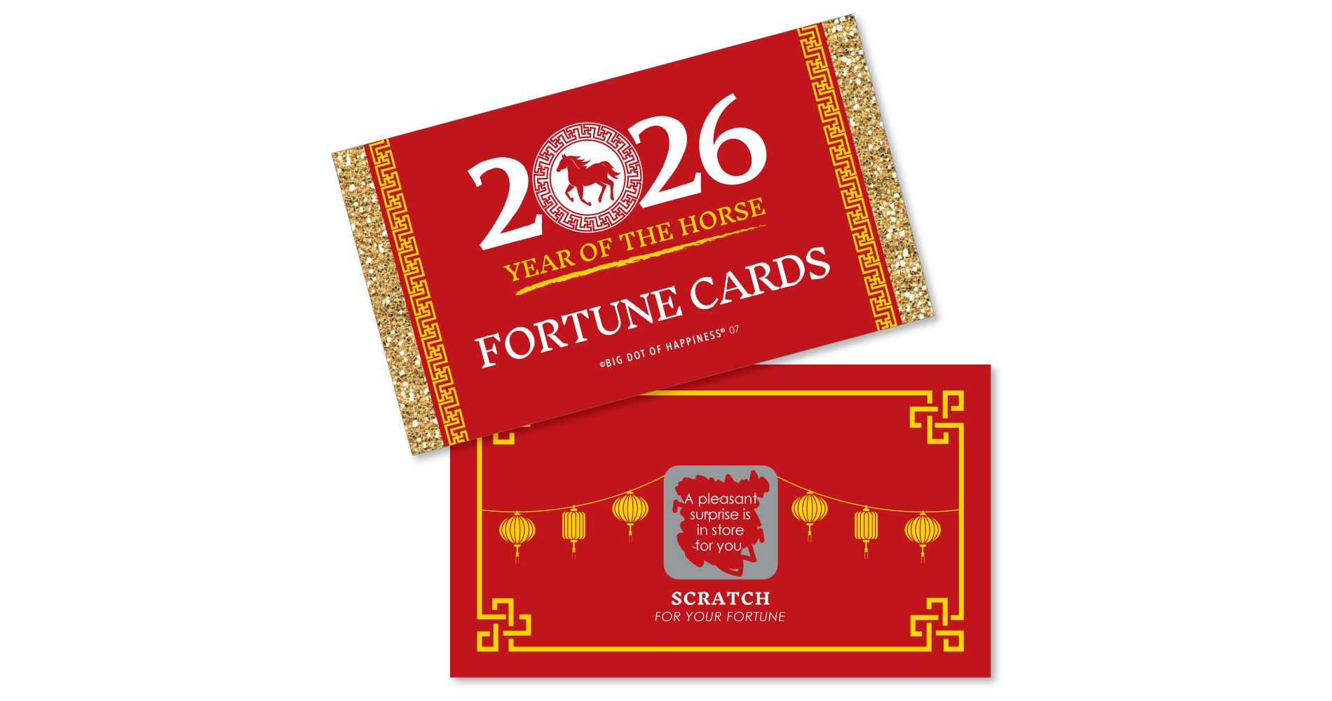 Big Dot of Happiness 2026 Year of the Horse - Lunar New Year Game Scratch Off Fortune Cards - 22 Count