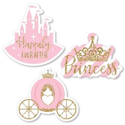 Big Dot of Happiness Little Princess Crown - DIY Shaped Pink and Gold Princess Baby Shower or Birthday Party Cut-Outs - 24 Count