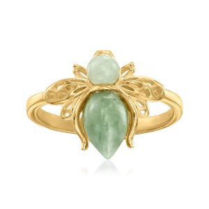 Ross-Simons Jade Bumblebee Ring in 18kt Gold Over Sterling - 1 of 4