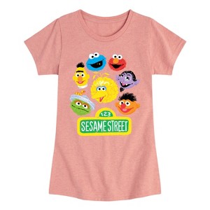 Girls' - Sesame Street - Group Fitted Short Sleeve Graphic T-Shirt - 1 of 4