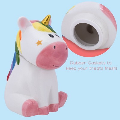 100 North Ceramic 10 inch Everyday Cookie & Candy Jar w/ Airtight Lid: Kitchen Canisters, Pet Treat Containers & Magical Storage, Rainbow Unicorn — фото 3
