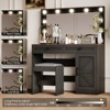 Infurnic Makeup Vanity Table Set with Large Mirror, Girls Women Bedroom Square Mirror Stored Drawer Cabinets with Stool, Black 53.9" H - 2 of 4