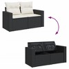 vidaXL 12 Piece Patio Sofa Set with Cushions Black Poly Rattan - Black and Cream - 3 of 4