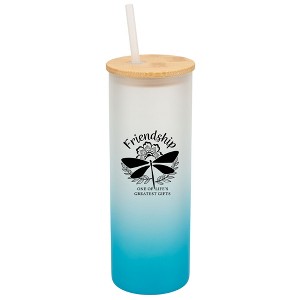 Elanze Designs Friendship Life's Greatest Dragonfly Wrap-Around Design 25 Ounce Frosted Gradient Glass On-The-Go Coffee Travel Skinny Tumbler Mug Cup, - 1 of 1