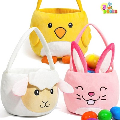 Syncfun 3pcs Plush Easter Baskets, Cute Bunny & Chicken & Sheep Basket ...