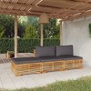 vidaXL 3 Piece Patio Lounge Set - Solid Teak Wood Outdoor Furniture Set with Comfortable Dark Gray Cushions for Garden and Terrace - 2 of 4