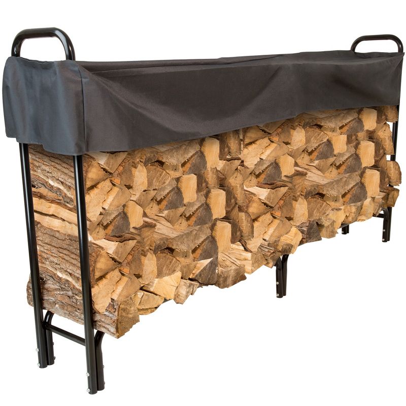 Nature Spring 8-Foot Firewood Rack with Cover, 1 of 5