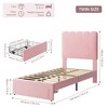 Twin Bed Frame with Storage Drawer and Headboard, Velvet Upholstered Twin Platform Bed Frame for Girls, Strong Wooden Slats Support, Noise-Free - 2 of 4