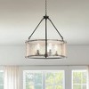 DORESshop 5-Light Black Drum Chandelier Pendant Light with Glass Shade and E12 Base for Dining Room, No Bulbs Included - 2 of 4