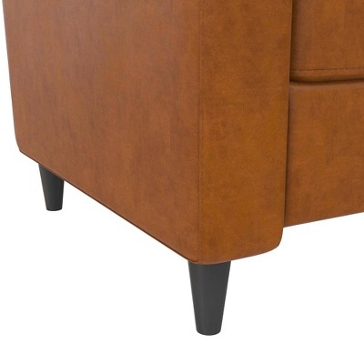 Camel Faux Leather and Velvet Pushback Recliner Accent Chair