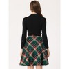 INSPIRE CHIC Women's Christmas Plaids Vintage Tartan Elastic Waist Knee Length A-Line Skirt - 4 of 4