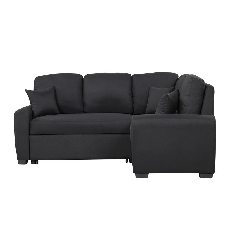 87.4" L Shaped Sectional Sofa Bed with USB Charging Ports and Plugs, Pull-Out Sofa Bed with 3 Pillows - ModernLuxe, 5 of 14
