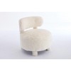 CAVINAS Teddy Accent Chair with Curved Backrest,Upholstered Armless Chair with Solid Wooden Legs,Accent Chairs for Living Room,Beige - 3 of 4