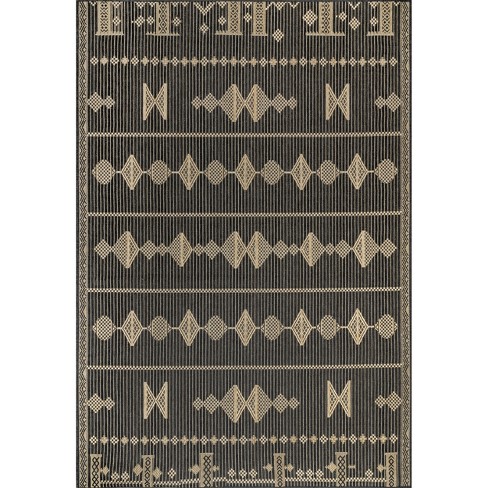 nuLOOM Landry Aztec Indoor/Outdoor Area Rug 2' x 3' in Charcoal