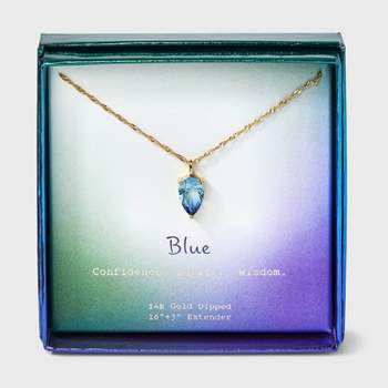 14K Gold Dipped Ombre Pear Glass Pendant Necklace - A New Day™