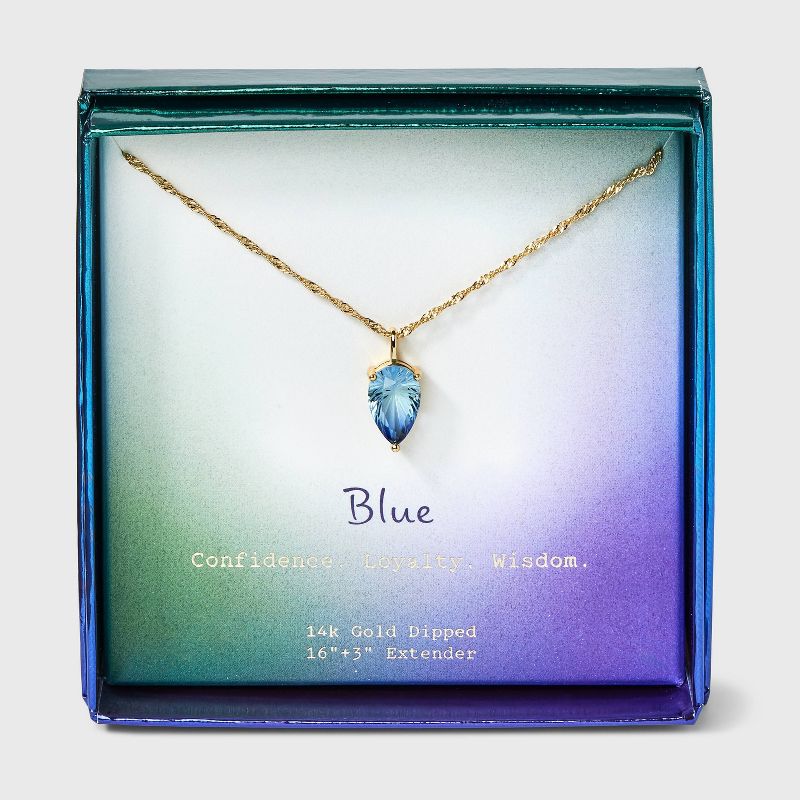 14K Gold Dipped Ombre Pear Glass Pendant Necklace - A New Day™, 1 of 6