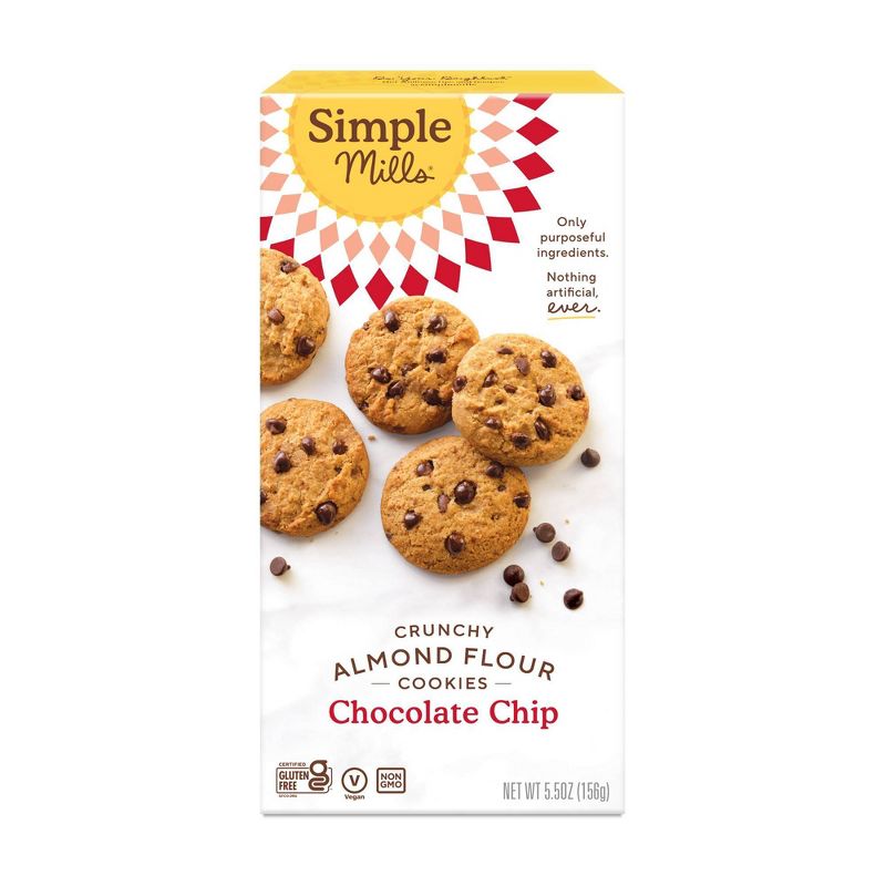 Simple Mills Crunchy Chocolate Chip Cookies - 5.5oz, 1 of 8