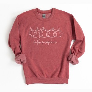 Simply Sage Market Women's Hand Drawn Hello Pumpkin Gildan Sweatshirt - 1 of 2