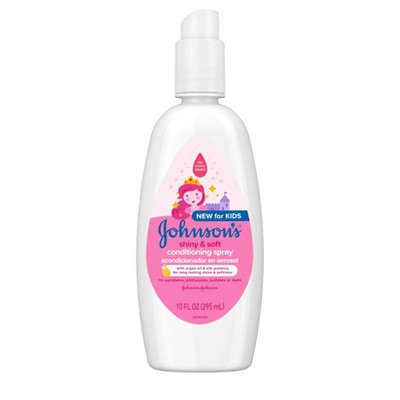 Johnson's Shiny & Soft Kids' Hair Conditioning Spray, Argan Oil & Silk Proteins, for Toddlers' Hair - 10 fl oz