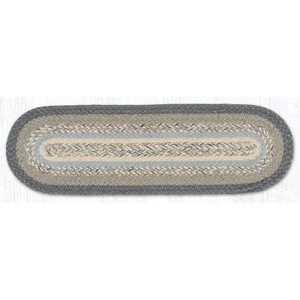 Earth Rugs Handcrafted Charcoal Gray Ivory Oval Jute Stair Tread – 27"x8.25" - 1 of 3