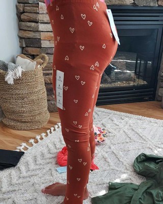 Cat & Jack Girls Leggings Size 6-6x Small, Heart Themed Orange