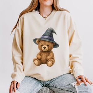Watercolor Witchy Bear - Womens Lightweight Garment Dyed Sweatshirt - 1 of 1