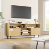 Whizmax Wood TV Stand, Boho Entertainment Center with Storage and Fluted Sliding Doors for Living Room Bedroom - 2 of 4