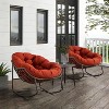 Modern Papasan Rocking Chair, Outdoor Rocker Recliner Chair with Metal Frame and Soft Tufted Cushion for Garden, Living Room – ModernLuxe - 2 of 4