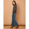 Allegra K Women's Boho Vintage Ruffled Neck Keyhole Back Floral Blouse - 4 of 4