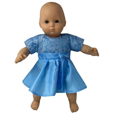 Doll Clothes Superstore Blue Party Dress Fits 15-16 Inch Baby Dolls and Cabbage Patch Kid dolls.
