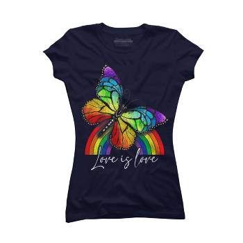Design By Humans Love is Love Butterfly Rainbow Pride By SummerFunnyT-Shirt