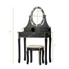 Costway Bedroom Vanity Set Makeup Dressing Table w/3 Drawers 10 LED Bulb Black - 2 of 4