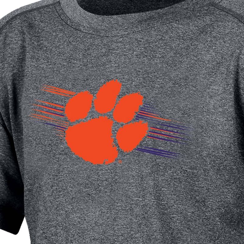 NCAA Clemson Tigers Boys&#39; Gray Poly T-Shirt, 3 of 4