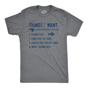 Mens Things I Want List Fishing T Shirt Funny Fisherman Checklist Joke Tee For Guys - Crazy Dog Men's T Shirt - 1 of 4