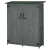 Outsunny Outdoor Storage Cabinet Wooden Garden Shed Utility Tool Organizer with Waterproof Asphalt Rood, Lockable Doors, 3 Tier Shelves for Lawn, Backyard - image 4 of 4