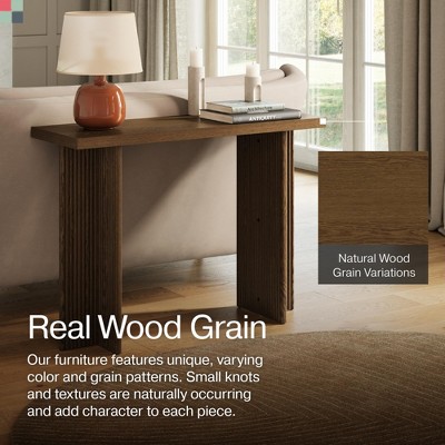 Walnut Fluted Console Table with Solid Wood Legs