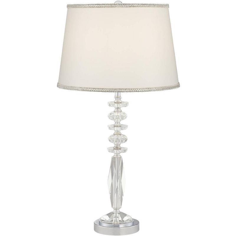 Vienna Full Spectrum Flora Modern Table Lamp 25 1/4" High Brushed Nickel Clear Crystal Glass Fabric Shade with Trim for Bedroom Living Room Bedside, 1 of 10