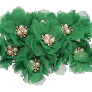 Unique Bargains Rhinestone Pearl Chiffon Flower for DIY Craft Wedding Party 10 Pcs - 1 of 4