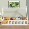 Okak Twin/Full Tent-shaped Floor Platform Bed with Guardrails/Door,Solid Wood Bed Frame for Kids,Teens,No Spring Box Needed - 3 of 4