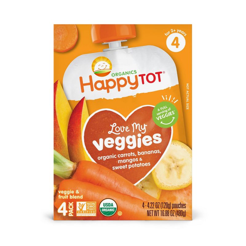 HappyTot Love My Veggies Carrot Banana Mango & Sweet Potato Baby Food Pouch - (Select Count) , 1 of 7