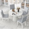 5 PCS Dining Table Set, Retro Round Table with 4 Upholstered Chairs-ModernLuxe - 2 of 4