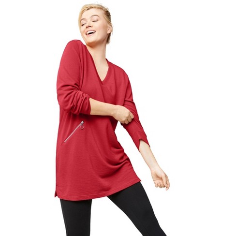 Red tunic sweatshirt sales