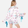Anna-Kaci Lounge Women's Holiday Bow Print Pajama Set with Ribbon Tie Details and Button-Up Top - 4 of 4