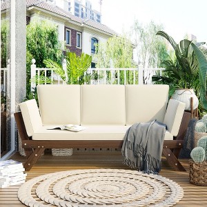 Osparple Adjustable Chaise Lounge Chair Outdoor Wooden Patio Lounge Chairs Modern Outdoor Recliner Chair for Small Space Patio - 1 of 4