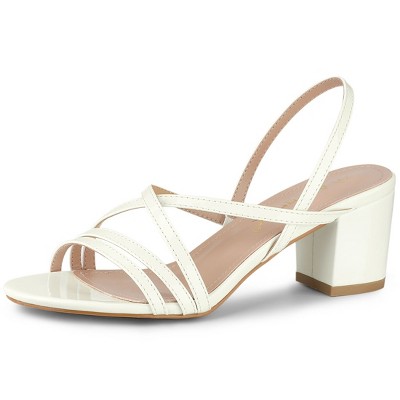 Allegra K Women's Open Toe Strappy Slingback Chunky Heels Slide Sandals