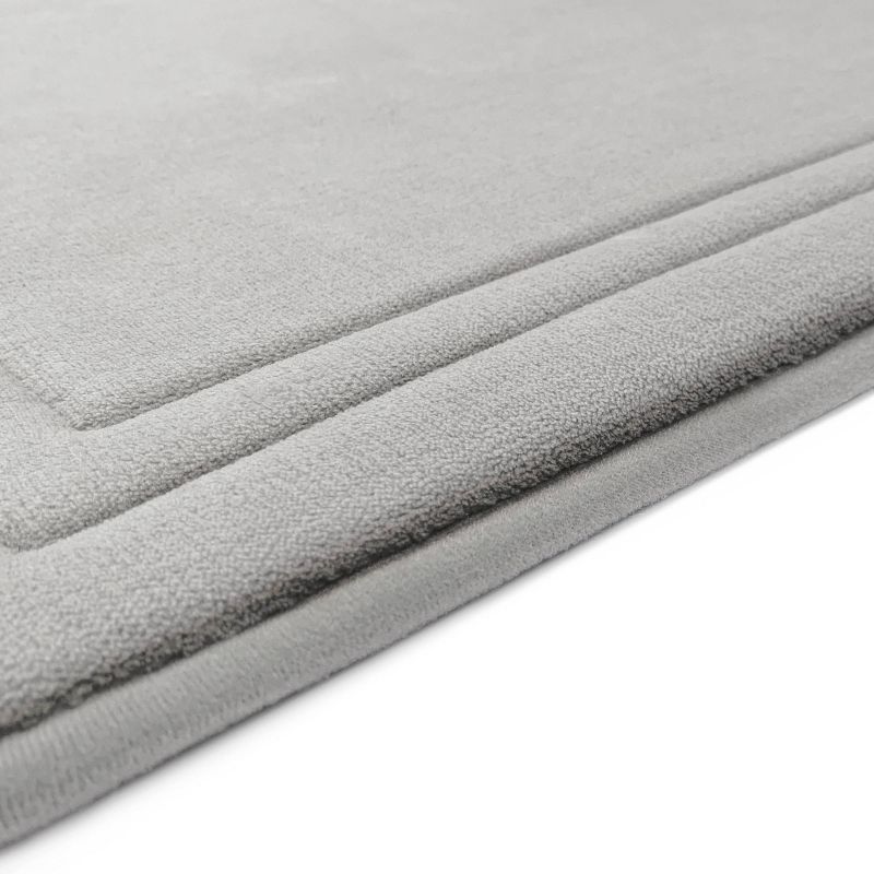2pc Quick Drying Memory Foam Framed Bath Mat with GripTex Skid-Resistant Base Light Gray - Microdry, 6 of 8