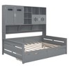 Twin/Full Size Wooden Daybed with 2 Drawers, All-in-One Cabinet and Shelves - ModernLuxe - image 4 of 4